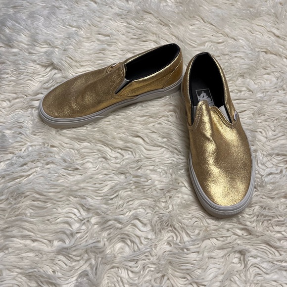Vans Shoes - Vans Women’s Metallic Gold Slip On Low Top Sneakers